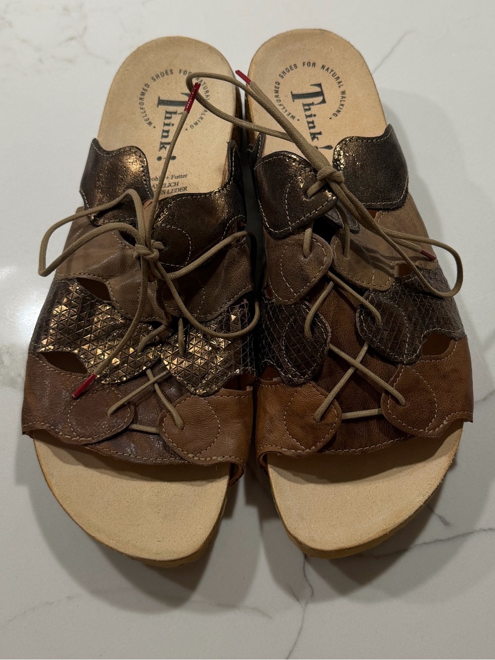 NWOT Think! Leather Sandals - 9 (40)